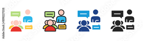 Team Discussion icon set multiple style collection