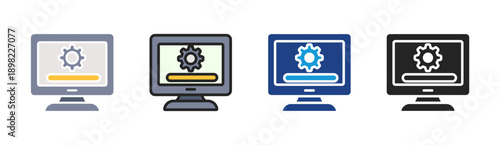 System Monitor icon set multiple style collection