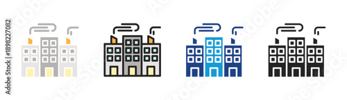 Office Building icon set multiple style collection
