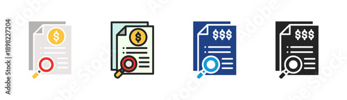 Financial Audit icon set multiple style collection