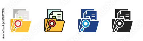 File Search icon set multiple style collection