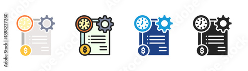 Financial Report icon set multiple style collection