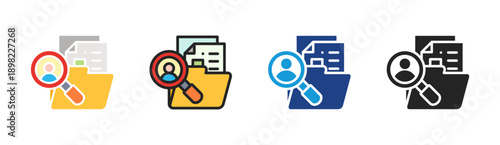 Document Search icon set multiple style collection