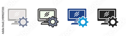 System Display icon set multiple style collection