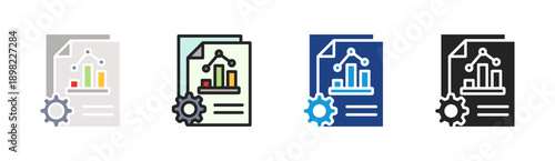 Performance Report icon set multiple style collection