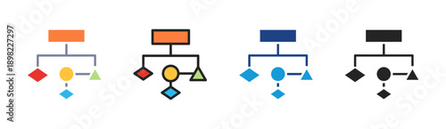 Process Structure icon set multiple style collection