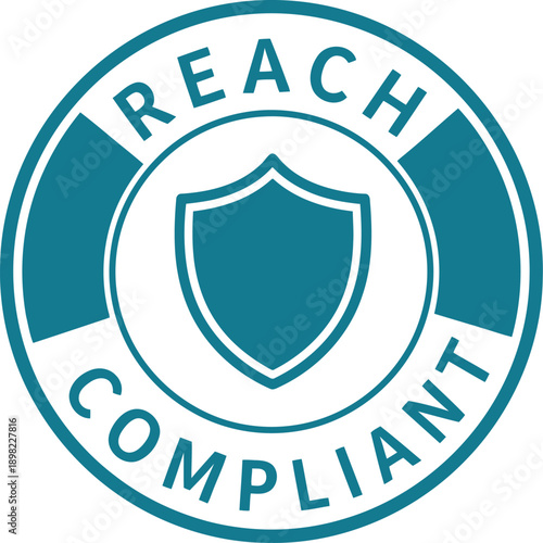 REACH Compliant Certification Badge Icon – Chemical Safety Regulatory Compliance Symbol Vector