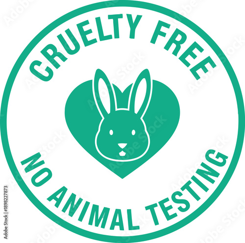 Cruelty Free No Animal Testing Badge with Bunny Icon for Ethical Vegan Cosmetics Packaging