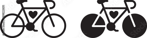 Vintage bicycle with heart symbol on frame, representing cycling and love for fitness