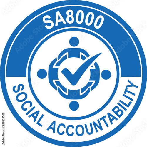 SA8000 Social Accountability Certification Badge Icon for Ethical Business Standards Compliance