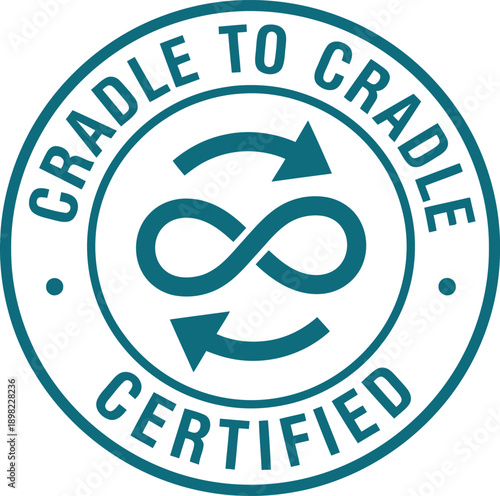 Cradle to Cradle Certified Sustainability Badge Vector for Eco-Friendly Product Packaging and Branding