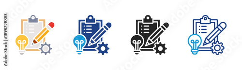 Project Planning icon set multiple style collection