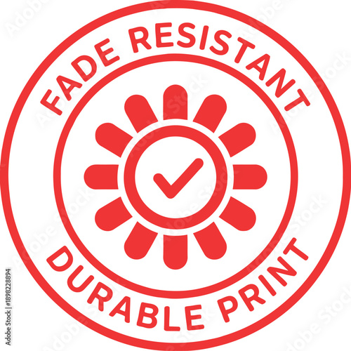 Red Fade Resistant Durable Print Badge Icon for Quality Assurance and Product Labeling