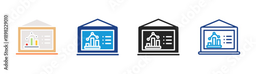 Presentation Report icon set multiple style collection