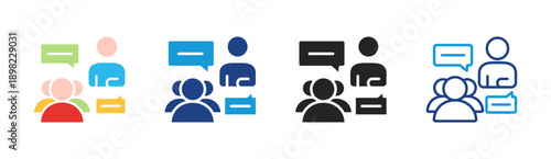 Team Discussion icon set multiple style collection