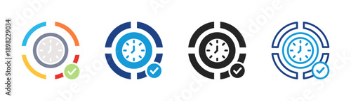 Time Approval icon set multiple style collection