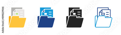 Document Folder icon set multiple style collection