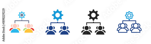 Team Management icon set multiple style collection