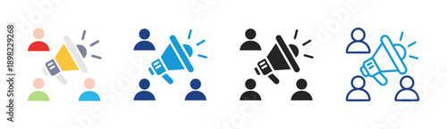 Public Announcement icon set multiple style collection