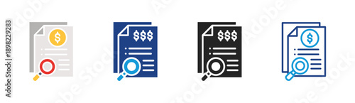 Financial Audit icon set multiple style collection