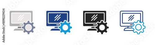 System Display icon set multiple style collection