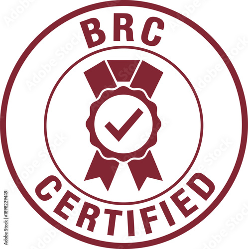 BRC Certified Badge Icon – Food Safety Quality Assurance Certification Seal Vector