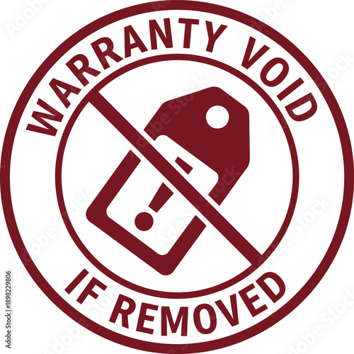 Red Warranty Void If Removed Seal Icon for Product Security and Tamper Evident Labeling