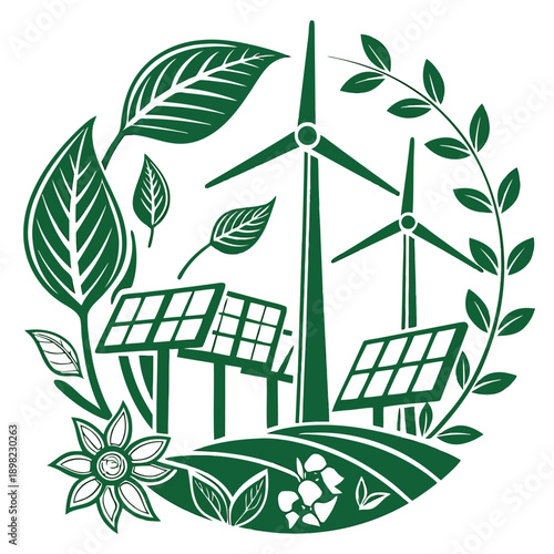 Harmonious blend of renewable energy and nature for sustainable living