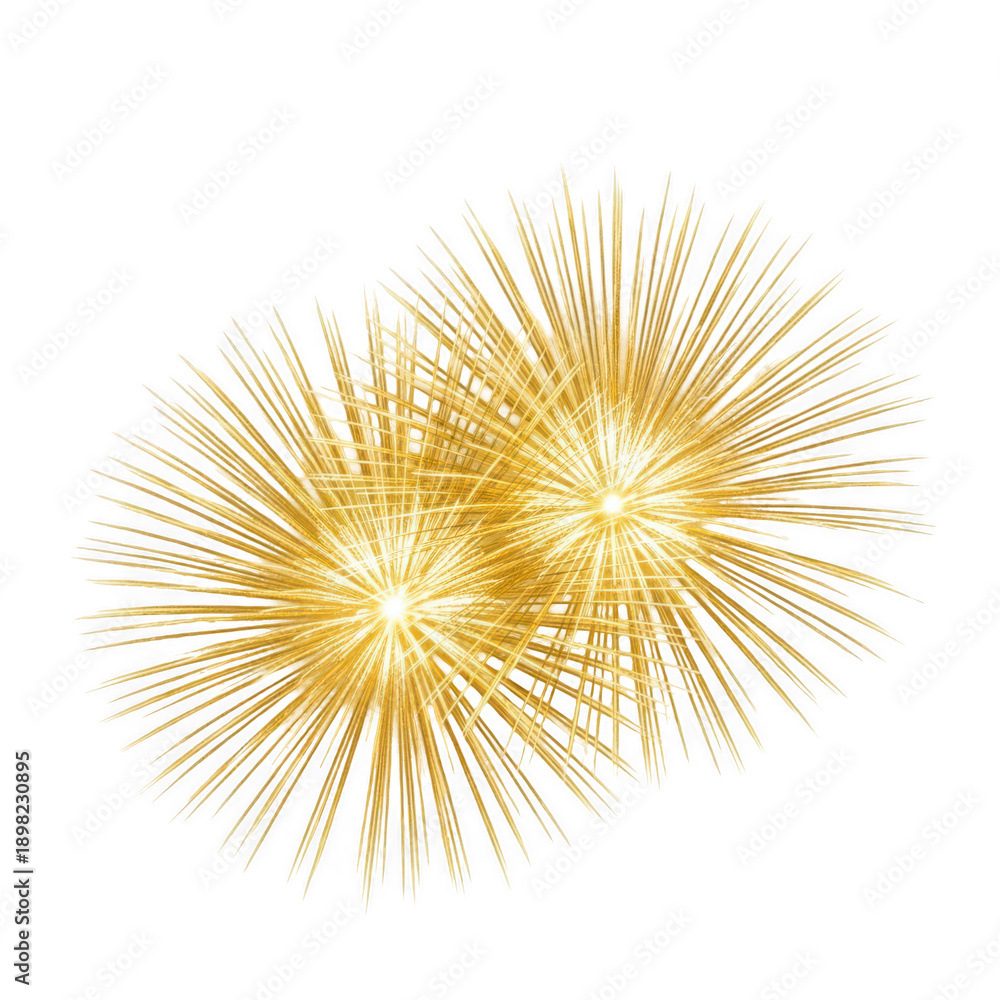Obraz premium Golden fireworks explosion isolated on transparent background