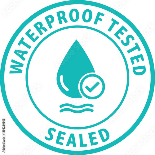 Waterproof Tested Seal Badge Icon – Certified Water Resistant Quality Assurance Label Design