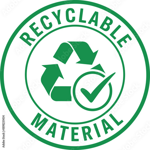 Eco-Friendly Recyclable Material Symbol with Green Check Mark for Sustainable Packaging