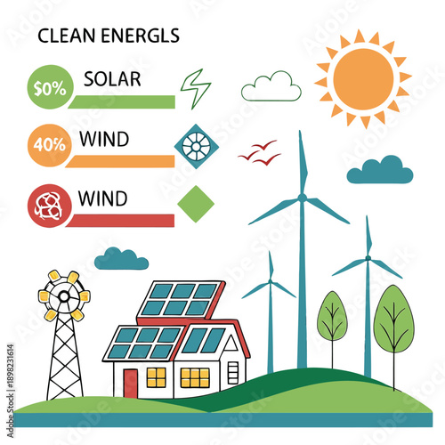 Illustrated guide to clean and renewable energy sources for sustainable living