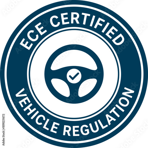 ECE Certified Vehicle Regulation Badge Icon for Automotive Compliance and Safety Standards