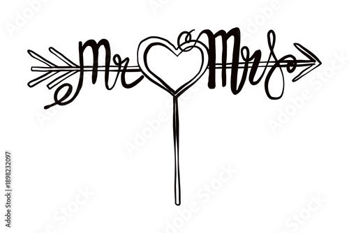 Wedding ink lettering for cake decoration. Illustration for wedding invitation, menu