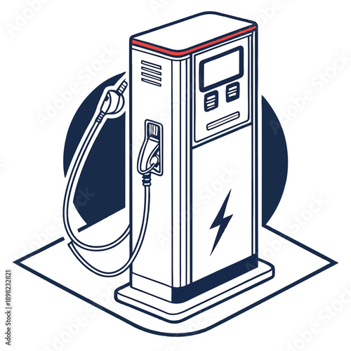 Electric vehicle charging station at a modern fuel pump