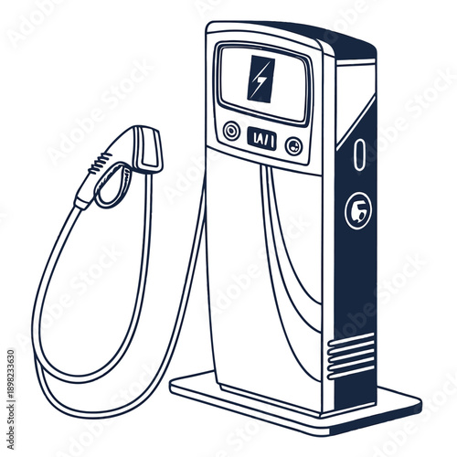 Classic fuel pump station with dual nozzles for refueling vehicles