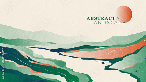Abstract landscape in Asian style.