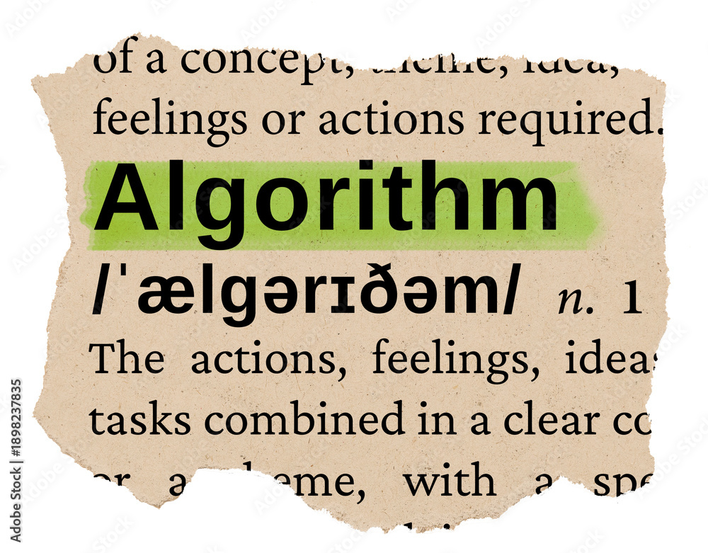 Fototapeta premium Algorithm png word sticker, torn paper dictionary, transparent background