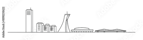 Minimalist line art of brasília skyline with iconic architecture