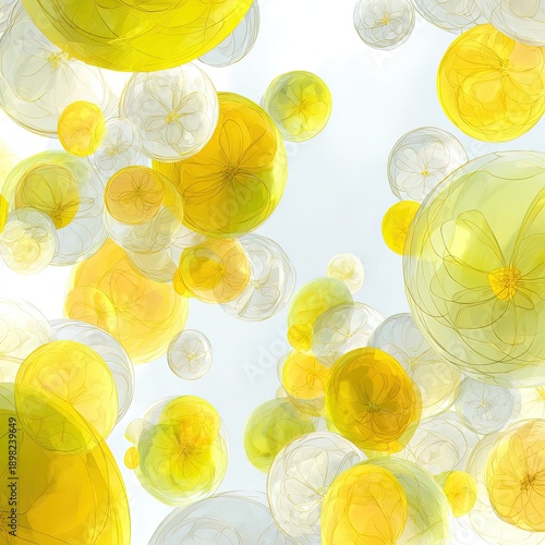 Abstract Floating Yellow And White Circles Design