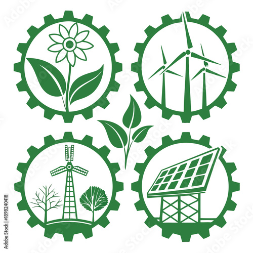 Sustainable energy sources depicted through symbolic icons for eco-friendly initiatives