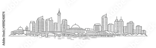 Futuristic urban skyline with modern and iconic architectural structures