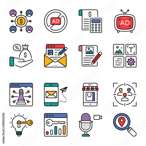 Digital Marketing filled outline Icon set 02