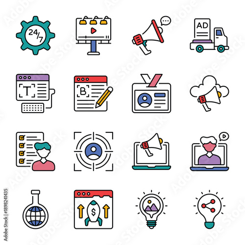 Digital Marketing filled outline Icon set 01