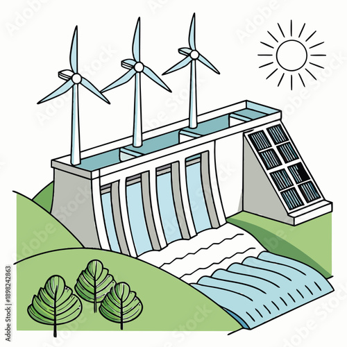 Renewable energy sources including wind and solar power generation