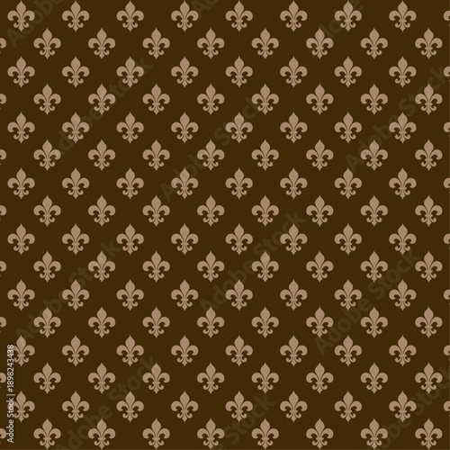 Fleur de lis seamless vector pattern. French vintage stylized lily flower luxury royal symbol. Monarchy gold on white iris sign.