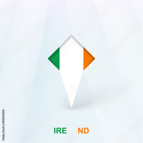 Ireland Flag Pin Icon with Geometric Design.