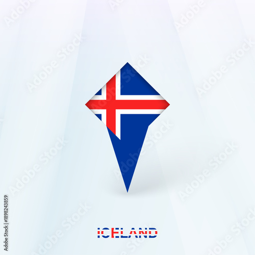 Iceland Flag Pin Icon with Geometric Design.