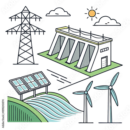 Renewable energy sources integrated into a sustainable landscape