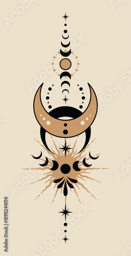 Magic and esoteric vector Illustration. Mystic luna for tattoo.